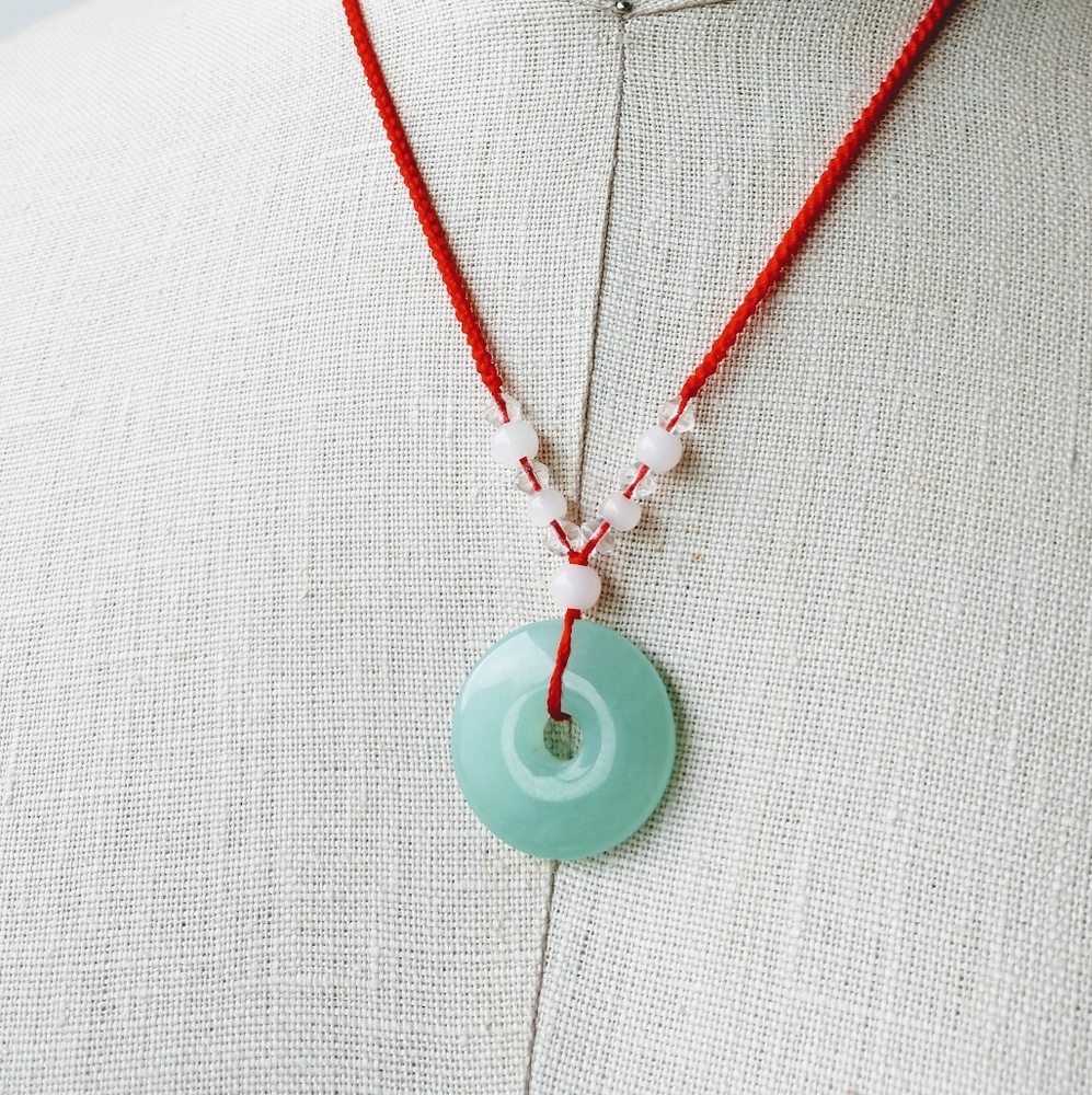 Light jade Pi disc pendant 25mm